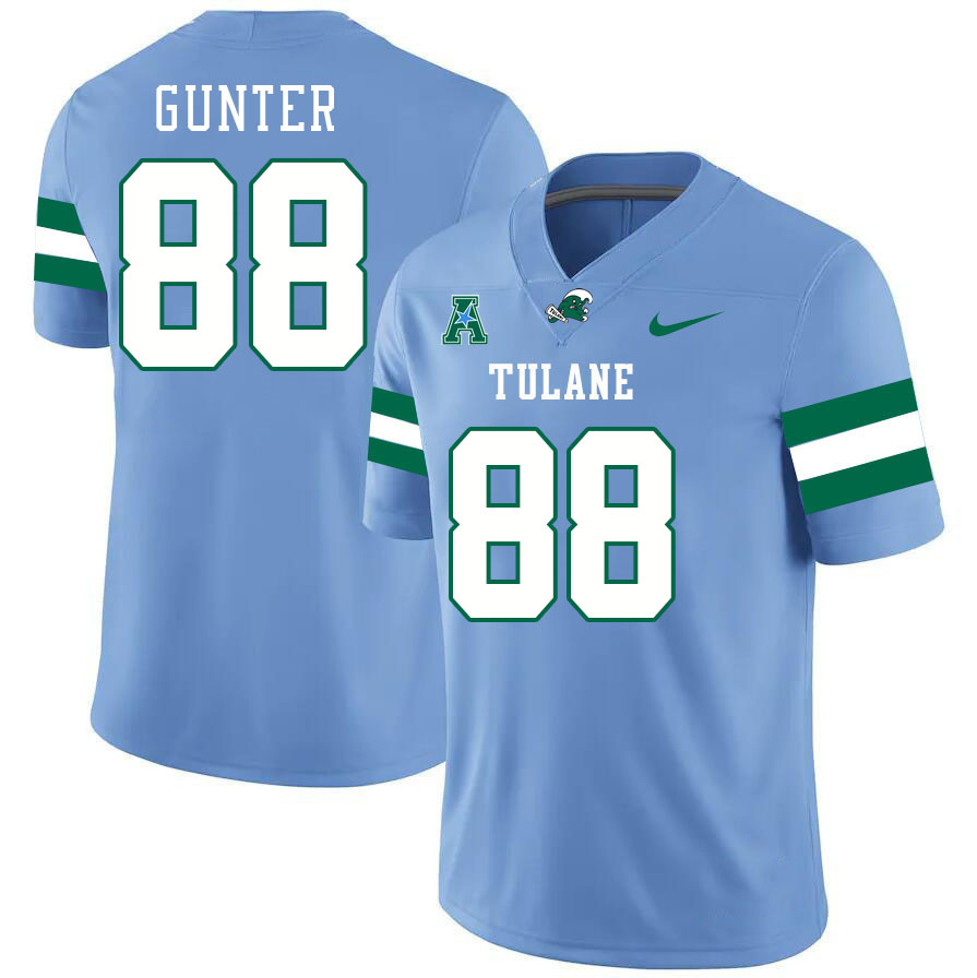 Tulane Green Wave #88 Blake Gunter College Football Jerseys Stitched Sale-Blue